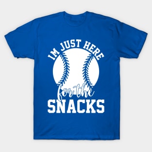 I'm Just Here for the Snacks Funny Baseball Softball Fans T-Shirt